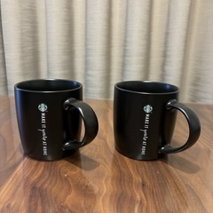 【新品・未使用】Starbucks スターバックス　限定マグカップ　2個セット　370ml　黒　陶器製の画像