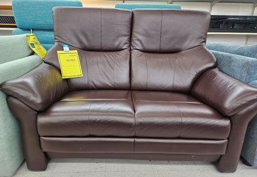 【ジャングルジャングル堺初芝店】　レザー調　二人掛けソファー　堺市（東区　西区　北区　南区　堺区　美原区）高石市　泉大津市　忠岡町　和泉市　松原市　大阪狭山市