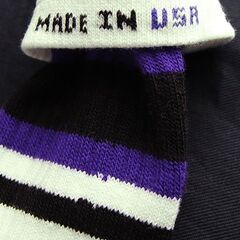 (4741) SkaterSocks ロングソックス 靴下 男女兼用 ソックス スケート スケボー チューブソックス Knee high White tube socks with Black-Purple stripes style 4 (22インチ) SKATE SK8の画像