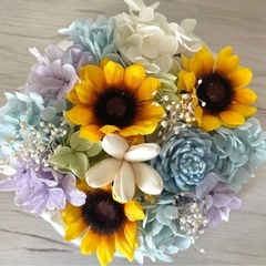 花カゴアレンジ♡夏の画像