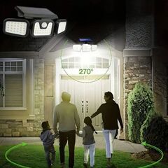 くまねず《姫路》大量入荷 (取付簡単) センサーライト 屋外 led 防水 ソーラー 3面パネル 74LED 明るい 人感 センサー(新品未使用)の画像