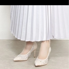 RANDA レース　パンプス　オフホワイト　結婚式　ウエディングシューズの画像