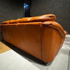 【美品】本革3人掛けソファ　オットマン付きの画像