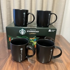 まとめ買いでお得！【新品・未使用】Starbucks スターバックス　限定マグカップ　4個セット　370ml　黒の画像
