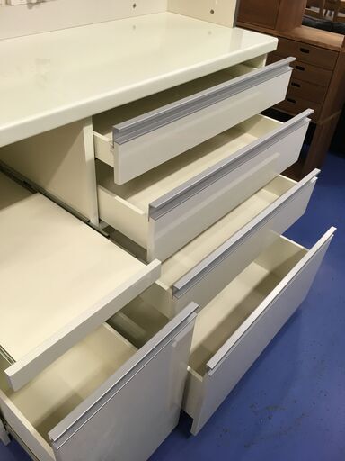 ★リユースのサカイ横浜南店★YM1316 パモウナ 食器棚 ホワイト W120×D50×H194.5 クリーニング済み
