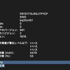 MacBook Pro（13インチ,2020,Thundeabolt 3ポート x 4）512GB/16GB〈MWP42J/A〉④の画像