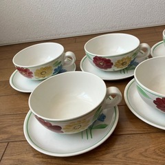 双立製陶 AKECHI JAPAN　スープカップとお皿　5セットの画像