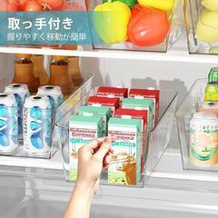 収納ケース 仕切り付 クリアケース 取っ手付き 調味料　冷蔵庫　冷凍庫の画像