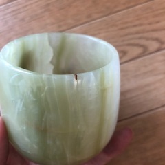 天然石コップ　大理石グリーン系　重厚感 レトロ の画像