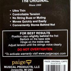 新品未開封①　PAIGE CAPO (ペイジカポ) カポタスト P-6N　＆　アコースティックギター弦ライトゲージ　1セットの画像