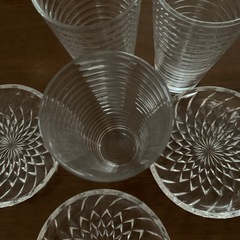 ガラスのお皿とグラス　3個セットの画像