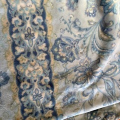 無料　古毛布　シングル　青　花柄の画像