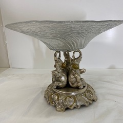 美術品　ガラスコンポート飾り皿の画像