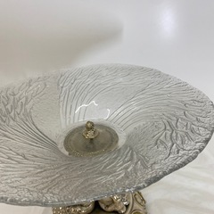 美術品　ガラスコンポート飾り皿の画像