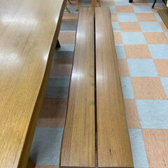 【ｼﾞｬﾝｸﾞﾙｼﾞｬﾝｸﾞﾙ金沢店】ダイニングセット 天然木 大塚化学 W(幅)200×D(奥行き)97.5×H(高さ)68.5cm  ※クリーニング済みの画像