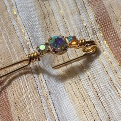 美品 ブローチ 真珠 パール 白蝶貝 お花 ストールクリップ スカーフ留めの画像