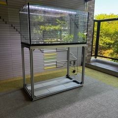 総額8万円超→9,800円！本格90cm水槽セット★水槽＋台＋LEDライト付きの画像