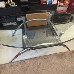 オーバル ガラス コーヒー テーブルの画像