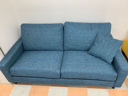 【ｼﾞｬﾝｸﾞﾙｼﾞｬﾝｸﾞﾙ金沢店】3人掛けソファ ブルー W(幅)172×D(奥行き)85×H(高さ)63cm  ※クリーニング済み