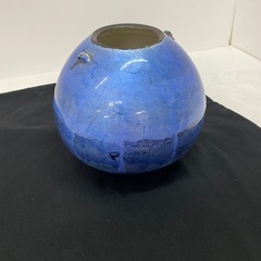 美術品　九谷焼　壺　青の画像