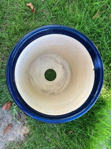 110：植木鉢陶器製青鉢園芸ガーデニングヒビあり (OFFICEYK21