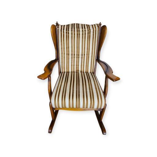 カリモク】 ロッキングチェア☆ ヴィンテージストラップ柄☆ カリモク】 ロッキングチェア☆ ヴィンテージストラップ柄☆