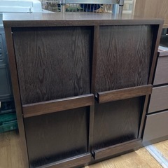 ディスプレイラック 幅77cm ブラウン 木目 中古の画像