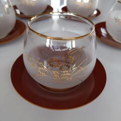 受け皿付き　冷茶グラス　グラスセット　冷茶　セット　5客セット　昭和レトロの画像