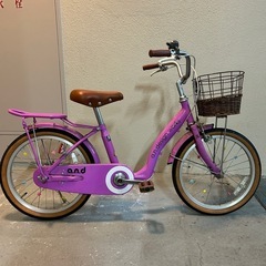 子供自転車18インチ　パープルカゴ付の画像