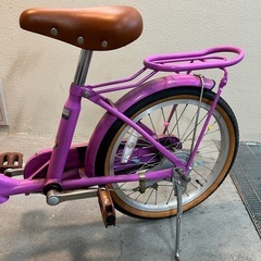 子供自転車18インチ　パープルカゴ付の画像