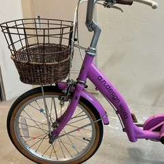 子供自転車18インチ　パープルカゴ付の画像