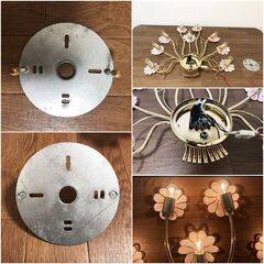ムラーノ硝子製 大型フラワーウォールランプ壁付け KOIZUMI ワイヤー器具E14電球　装飾ランプ　1970～80年代 の画像