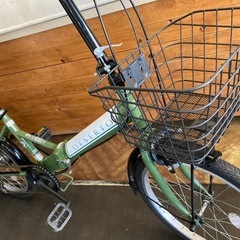【SALE！7月中防犯登録無料！チェーン新品！】6段変速　20インチ折りたたみ自転車　モスグリーンの画像