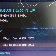 Asrock H310CM-ITX/ACとi5 8500の画像