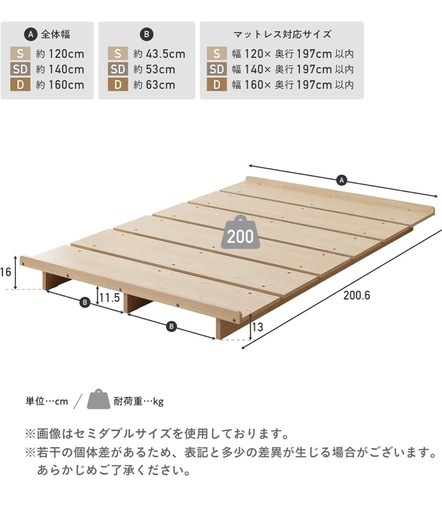 【未使用・未開封】VENTOTA すのこ　ベットフレーム　セミダブル　