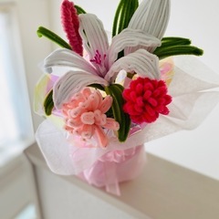 ふわふわモール仏花💐(ピンク系)の画像