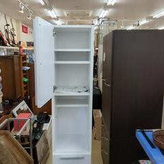 すき間収納棚 スリムなホワイト収納棚/チェスト  奥行き浅め、場所を取らない！【こちらは店舗です。浜村鹿野温泉ICから3分 買取本舗 宮本リサイクル 営業時間9～19時 定休日水曜のみ←連絡できませんm(_ _)m】の画像