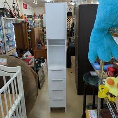 すき間収納棚 スリムなホワイト収納棚/チェスト  奥行き浅め、場所を取らない！【こちらは店舗です。浜村鹿野温泉ICから3分 買取本舗 宮本リサイクル 営業時間9～19時 定休日水曜のみ←連絡できませんm(_ _)m】の画像