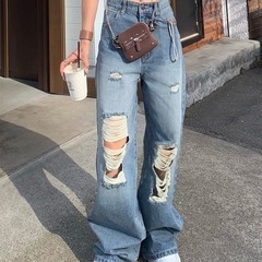 GRL　クラッシュデニムワイドパンツの画像