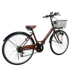 ◯美品 折りたたみ自転車 26インチ 折り畳み シティサイクル シマノ6段変速 voldy.collection ブラウン 茶色 中古品■ジモティ姫路の画像
