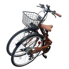 ◯美品 折りたたみ自転車 26インチ 折り畳み シティサイクル シマノ6段変速 voldy.collection ブラウン 茶色 中古品■ジモティ姫路の画像