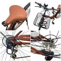 ◯美品 折りたたみ自転車 26インチ 折り畳み シティサイクル シマノ6段変速 voldy.collection ブラウン 茶色 中古品■ジモティ姫路の画像