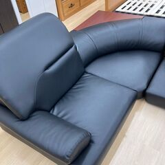 【リユースのサカイ野々市店】座椅子ソファーセット 黒 W(幅)267×D(奥行き)163×H(高さ)70cm ※クリーニング済みの画像