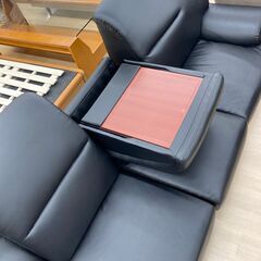 【リユースのサカイ野々市店】座椅子ソファーセット 黒 W(幅)267×D(奥行き)163×H(高さ)70cm ※クリーニング済みの画像
