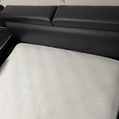 ダブルベッド　フレーム　すのこタイプ　革張りブラック　マットレス付きの画像