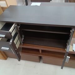 リユースのサカイ栃木店★ジモティ割あり★  TV台 ダークブラウン W80×D35×H34.5 クリーニング済み TC9932の画像