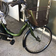 地域限定送料無料　ヤマハ　パス　ナチュラXLスーパー　12,8AH　子供乗せ　24インチ　緑　アシスタ　ビビ　神戸市　電動自転車　の画像