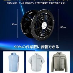 【2025最強業界爆風40V/30000mAh】 空調作業服 ファンバッテリーセット強力送風 ファン40V超高出力6段階風量調節超軽量最大20時間連続使用 バッテリー付き90mm服穴径対応 猛暑対策 PSE認証済の画像