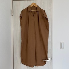 ノースリーブ ブラウンシャツ　マタニティワンピース M-Lの画像