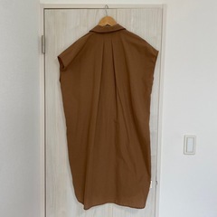 ノースリーブ ブラウンシャツ　マタニティワンピース M-Lの画像